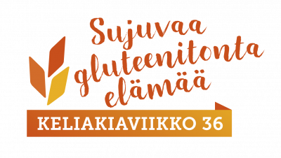 Keliakiaviikon ajaton logo, jossa teksti "Sujuvaa gluteenitonta elämää".